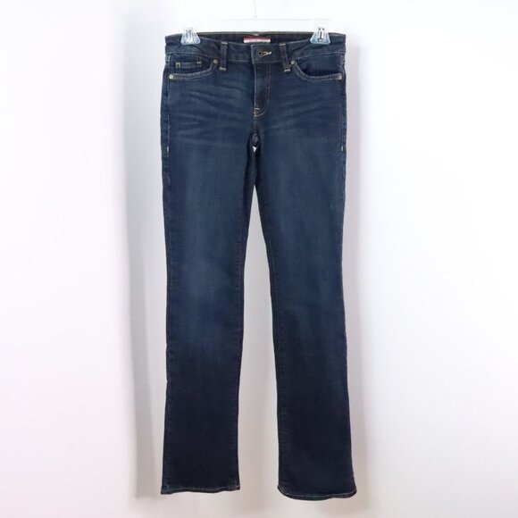 Tommy Hilfiger Women's 00R Low Rise Dark Wash Boot Cut Stretch Denim Blue Jeans - Picture 1 of 10